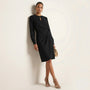 Long Sleeve Draped Midi Dress BlackSM-010-BLACK-S