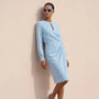 Long Sleeve Draped Midi Dress BlueSM-010-BLUE-S