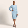 Long Sleeve Draped Midi Dress BlueSM-010-BLUE-S