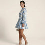 Long Sleeve Pleated Hem Mini Shirt Dress BlueSM-022-BLUE-S