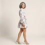 Long Sleeve Pleated Hem Mini Shirt Dress PinkSM-022-PINK-S
