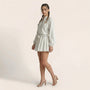Long Sleeve Pleated Hem Mini Shirt Dress WhiteSM-022-WHITE-S