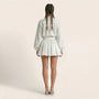 Long Sleeve Pleated Hem Mini Shirt Dress WhiteSM-022-WHITE-S