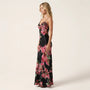 Midnight Bloom Satin Slip Maxi Dress SM-047-S