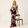 Midnight Bloom Satin Slip Maxi Dress SM-047-S