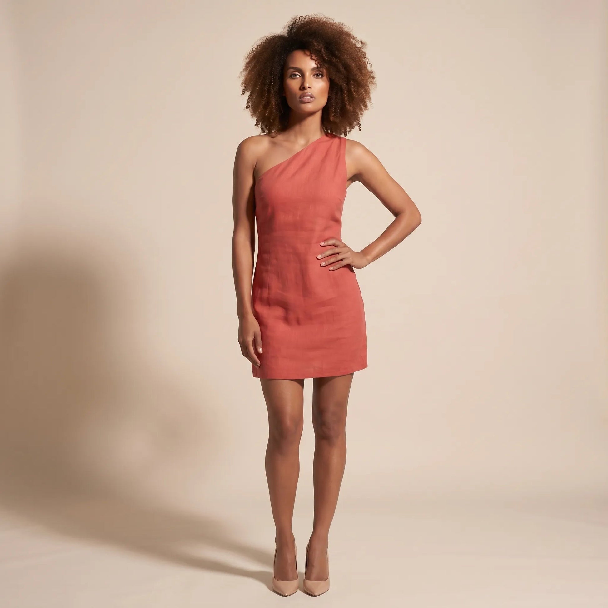 Midnight Muse One - Shoulder Mini Dress RedSM-067-RED-S