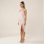 Midnight Satin Drape Slip Midi Dress PinkSM-045-PINK-S