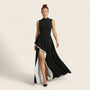 Noir Contrast High - Slit Maxi Dress BlackSM-048-BLACK-S