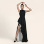 Noir Contrast High - Slit Maxi Dress BlackSM-048-BLACK-S