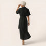 Noir Flow Belted Midi Shirt Dress BlackSM-031-BLACK-S