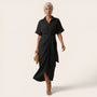 Noir Flow Belted Midi Shirt Dress BlackSM-031-BLACK-S