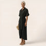 Noir Flow Belted Midi Shirt Dress BlackSM-031-BLACK-S