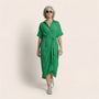 Noir Flow Belted Midi Shirt Dress GreenSM-031-GREEN-S