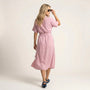 Noir Flow Belted Midi Shirt Dress PinkSM-031-PINK-S