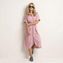 Noir Flow Belted Midi Shirt Dress PinkSM-031-PINK-S