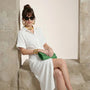 Noir Flow Belted Midi Shirt Dress WhiteSM-031-WHITE-S
