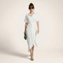 Noir Flow Belted Midi Shirt Dress WhiteSM-031-WHITE-S