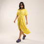 Noir Flow Belted Midi Shirt Dress YellowSM-031-YELLOW-S