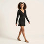 Noir Ribbed Wrap Mini Dress BlackSM-046-BLACK-S