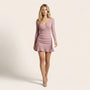 Noir Ribbed Wrap Mini Dress PinkSM-046-PINK-S