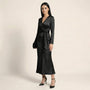 Noir Satin Wrap Midi Dress BlackSM-050-BLACK-S