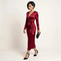 Noir Satin Wrap Midi Dress RedSM-050-RED-S