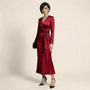 Noir Satin Wrap Midi Dress RedSM-050-RED-S