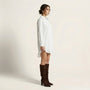 Oversized Shirt Dress with Frill Hem WhiteSM-021-WHITE-S