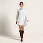 Oversized Shirt Dress with Frill Hem WhiteSM-021-WHITE-S