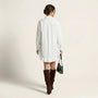 Oversized Shirt Dress with Frill Hem WhiteSM-021-WHITE-S