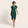 Pleated Wrap Midi Dress GreenSM-039-GREEN-S