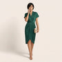Pleated Wrap Midi Dress GreenSM-039-GREEN-S