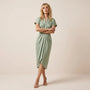 Pleated Wrap Midi Dress Light GreenSM-039-LIGHTGREEN-S