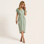 Pleated Wrap Midi Dress Light GreenSM-039-LIGHTGREEN-S
