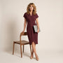 Pleated Wrap Midi Dress MaroonSM-039-MAROON-S