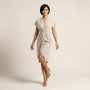 Pleated Wrap Midi Dress Off - WhiteSM-039-OFFWHITE-S
