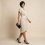Pleated Wrap Midi Dress Off - WhiteSM-039-OFFWHITE-S