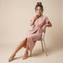 Pleated Wrap Midi Dress PeachSM-039-PEACH-S