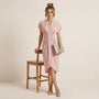 Pleated Wrap Midi Dress PeachSM-039-PEACH-S