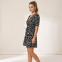 Polka Print V Tie - Waist Mini Dress BlackSM-028-BLACK-S