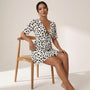 Polka Print V Tie - Waist Mini Dress Off - WhiteSM-028-OFFWHITE-S