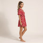 Polka Print V Tie - Waist Mini Dress RedSM-028-RED-S