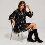 Relaxed Fit Printed Babydoll Summer Dress BlackSM-029-BLACK-S