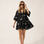 Relaxed Fit Printed Babydoll Summer Dress BlackSM-029-BLACK-S