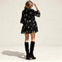 Relaxed Fit Printed Babydoll Summer Dress BlackSM-029-BLACK-S