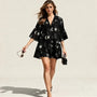 Relaxed Fit Printed Babydoll Summer Dress BlackSM-029-BLACK-S