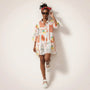 Relaxed Fit Printed Babydoll Summer Dress OrangeSM-029-ORANGE-S