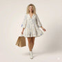 Relaxed Fit Printed Babydoll Summer Dress WhiteSM-029-WHITE-S