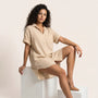 Relaxed Linen Shirt Dress BeigeSM-069-BEIGE-S