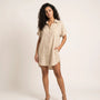 Relaxed Linen Shirt Dress BeigeSM-069-BEIGE-S